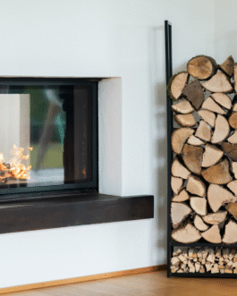 Etagère à bois de cheminée – 120cm – acier Noir