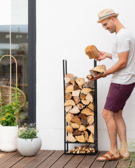 Etagère à bois de cheminée – 120cm – acier Noir