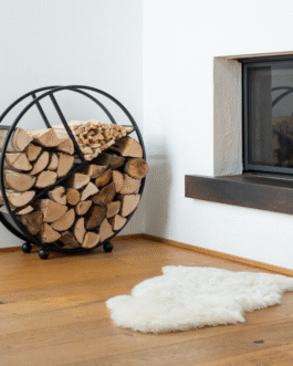 Etagère à bois de cheminée – Ronde – Acier noir